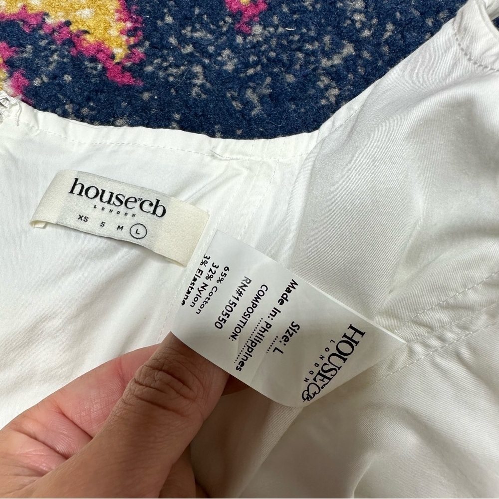 House of CB Flynn White Cropped Poplin Corset Tank sz L - Picture 7 of 9